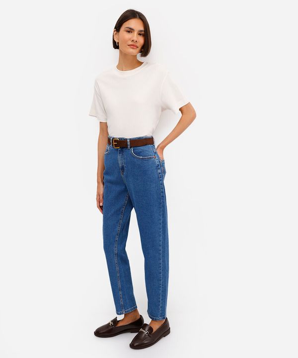 calça jeans mom cintura super alta azul 44