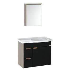 Kit Gabinete Para Banheiro A J Rorato Suspenso Capri Preto 55,4cm (MP)