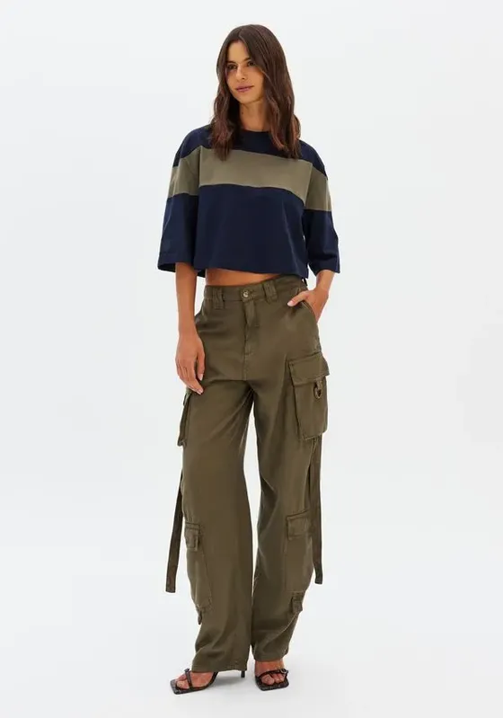 Calça Sarja Carrot Cintura Média Verde 36