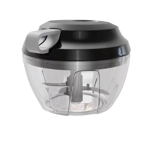 Miniprocessador Manual Lyor Premium 3 Lâminas 13,5x9,5cm Corte Preciso Design Compacto Fácil de Limpar Cinza