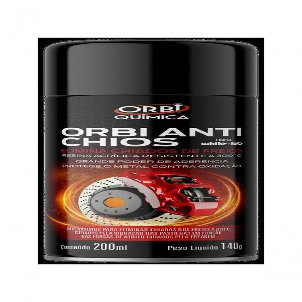Anti Chiado para Freio a Disco nas Costas da Pastilha Anti Chios 200ML 140G Elimina Ruídos e Resiste à Água e Altas Anti Chiado para Freios a Disco nas Costas da Pastilha Anti Chios 200ML 140G Compatível com Freios