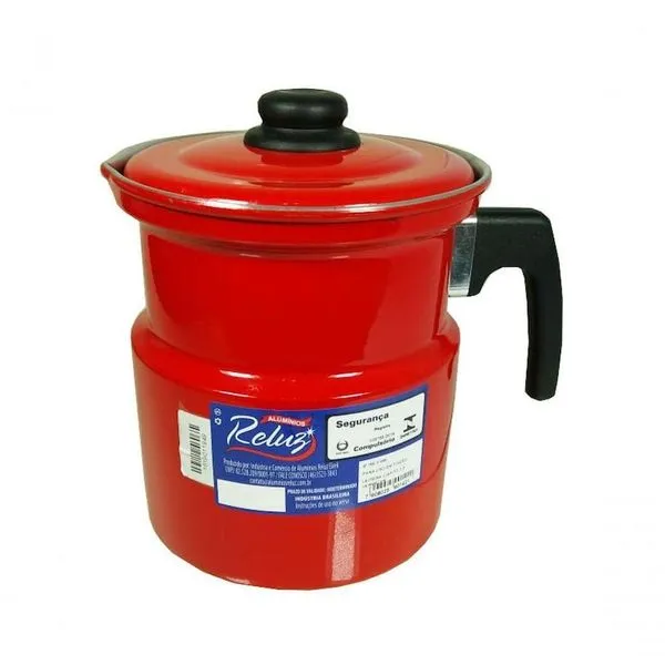 Leiteira Fervedor Com Apito Vermelha Esmaltada 2.3l Reluz