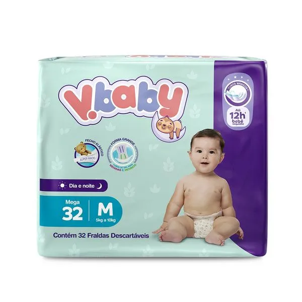 Fralda V.Baby Dia e Noite Mega M 32 Unidades
