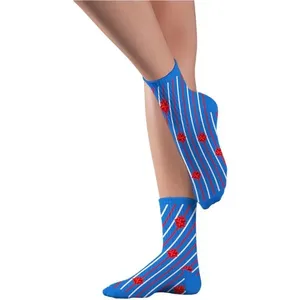 Meia Bemol G Cano Médio Listra Azul E Vermelho
