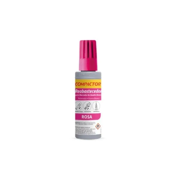 Refil para Marcador de Quadro Branco Compactor QB 30ML com Bico Dosador e Secagem Rápida 1 Unidade Rosa Refil para Marcador de Quadro Branco Compactor QB 30ML com Bico Dosador 1 Unidade Rosa