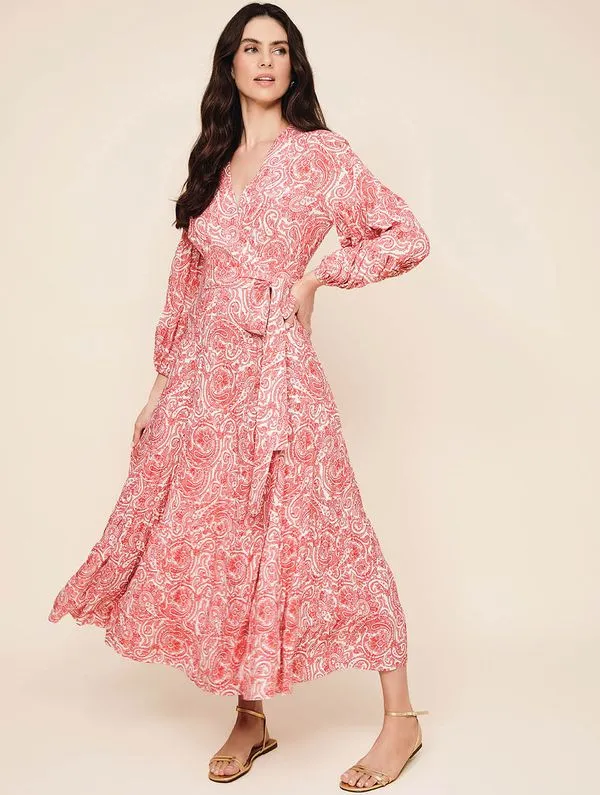 Vestido Longo Estampado Ubud VERMELHO G