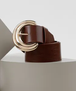 Cinto Feminino Médio com Fivela Redonda Caramelo 95CM