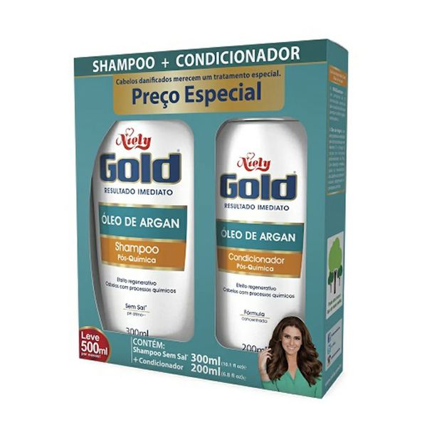 Kit Niely Gold Pós Química Shampoo 300ml + Condicionador 200ml