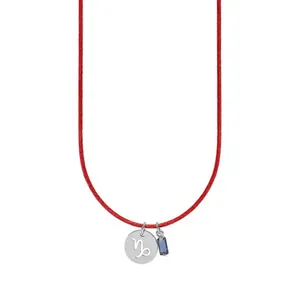 Colar de Signo Capricórnio Vermelho com Zircônia e Aço Vermelho Ajustável