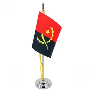 Mini Bandeira De Mesa Angola 15 Cm Poliéster