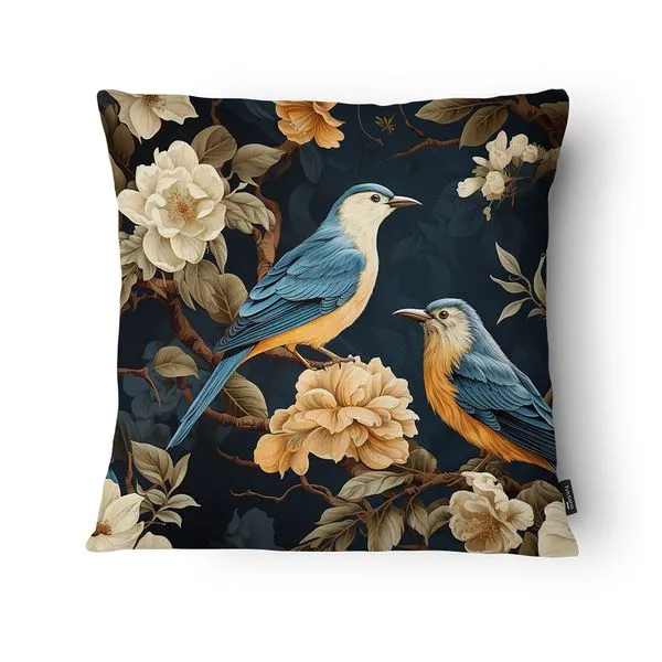 Capa Almofada Pássaros E Flores PAS2415 Microfibra 43x43cm PAS2415 - Tuti Gottô