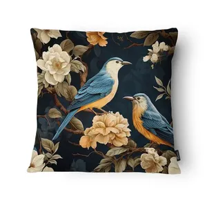 Capa Almofada Pássaros E Flores PAS2415 Microfibra 43x43cm PAS2415 - Tuti Gottô