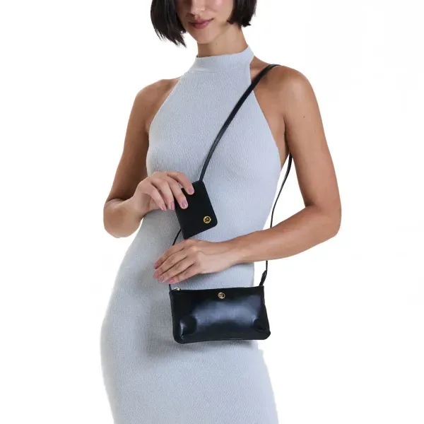 Bolsa Transversal com Carteira Couro Essence Le Postiche Preto