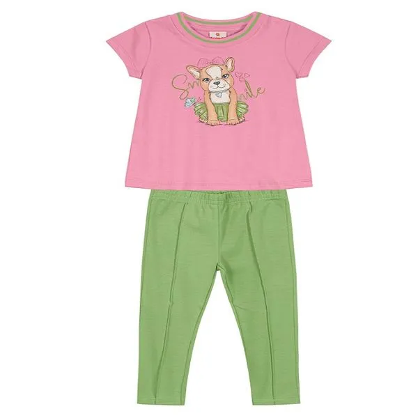 Blusa M/ Malha + Calça Legging Cotton -Brandili Blusa M/ Malha + Calça Legging Cotton - Brandili - Rosa - 3 - Brandili