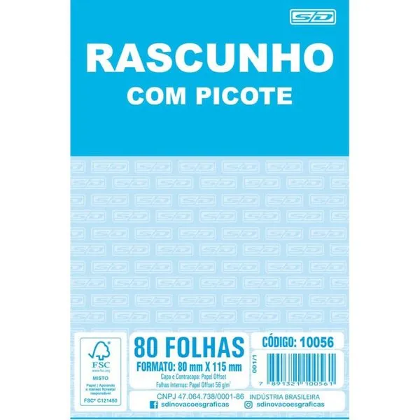 BLOCO PARA RASCUNHO C/PICOTE E GRAMPO 80F.80X11,5