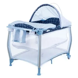 Berço com Trocador e Tela Mosquiteira - Aconchego - Blue - Burigotto