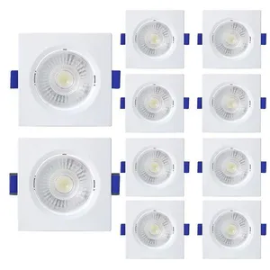 Kit 10 Spot De Led Embutir Slim Mr16 Quadrado 6w Bivolt 3000k Quente
