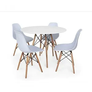 Conjunto De Mesa De Jantar 90cm Com 4 Cadeiras Branca