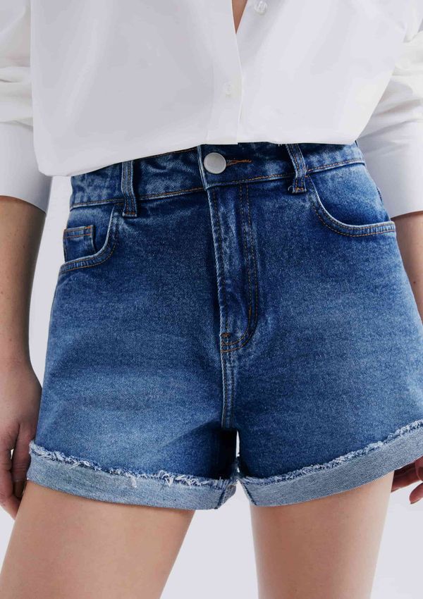 Shorts Jeans Feminino Barra A Fio - Azul 038