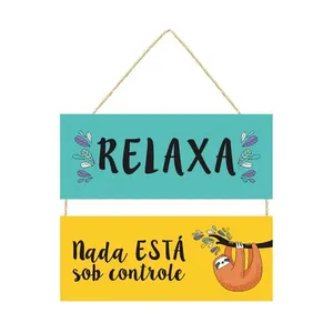 Jogo de Placas Decorativas Relaxa MDF com Corda - Nsw Decor