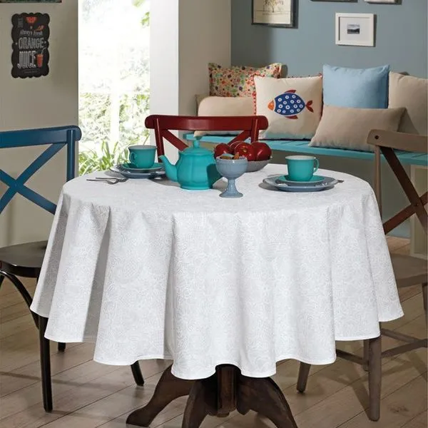 Toalha Mesa Redonda Clean Athenas Estampado Edite Branca 160cm 4703286/ 13703224860530 - Dohler