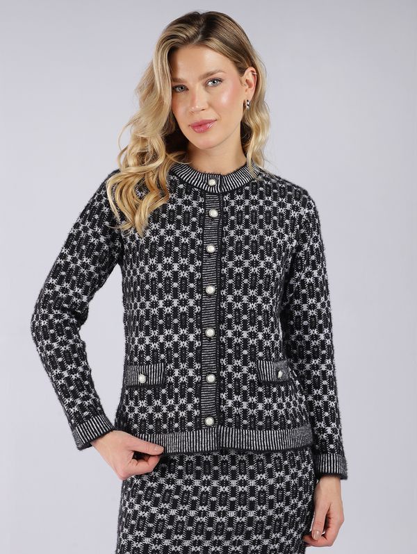 Cardigan Com Lurex Feminino PRETO/PRETO/OFF WHITE GG