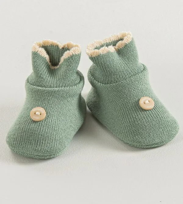 Sapatinho para Bebê Botão Tam. RN Verde - RN