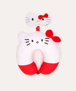 apoio de pescoço com máscara de dormir hello kitty vermelho UNICO