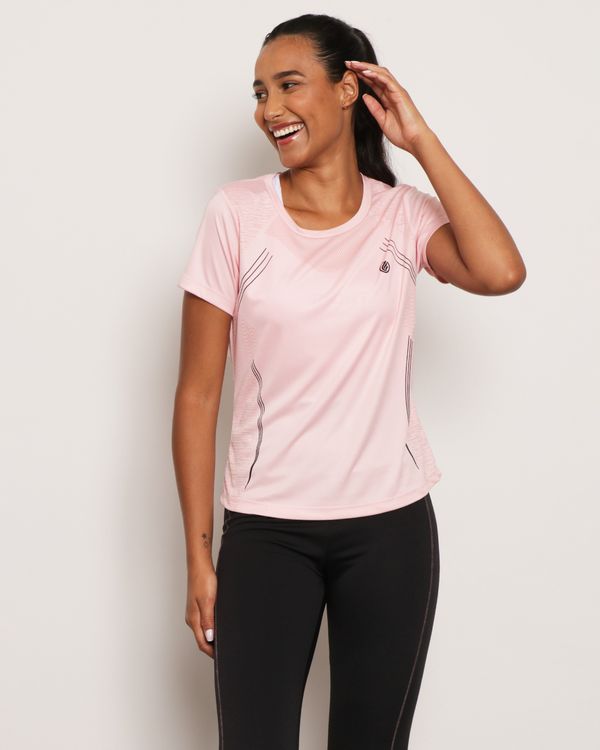 Blusa Feminina Fitness Manga Curta Estampa Frontal Rosa G