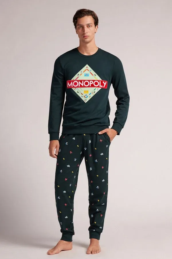 Pijama Comprido Monopoly Em Algodão - Verde M