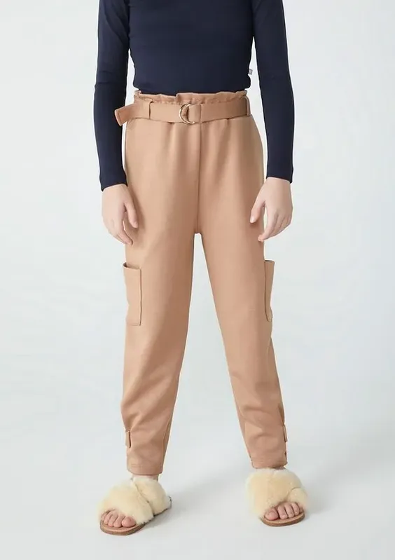 Calça Infantil Menina Clochard Em Moletom - Camelo 001
