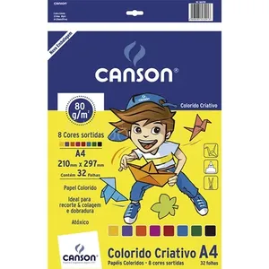 Bloco Colorido Criativo Infantil com 8 Cores A4 - Canson