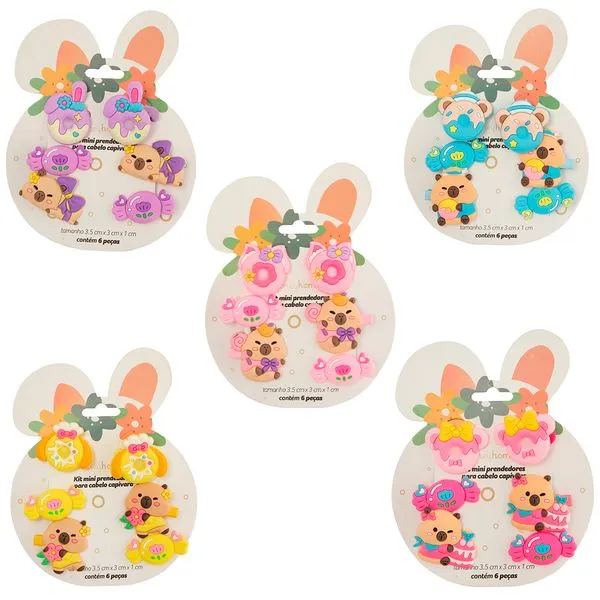 Kit 6 Mini Presilhas Sortida Funny 4x2,5x1cm LM4248 - honeyhome
