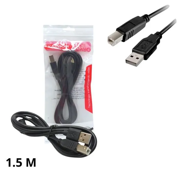 Cabo De Impressora Universal Usb De 1,5 Metros Am+bm