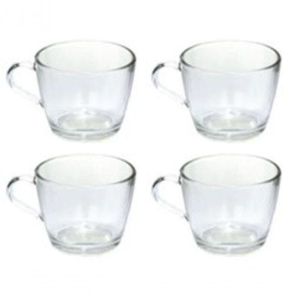 Jogo 4 Xícaras Café Vidro Temperado 215 Ml Resistente Café Da Manhã