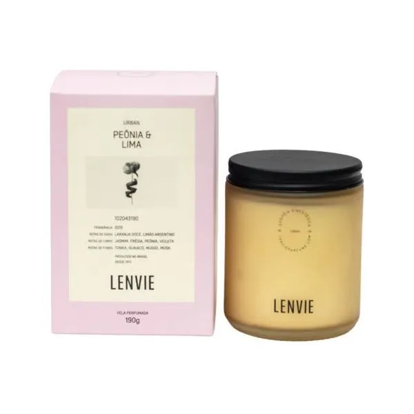 Vela Aromática Perfumada Peônia E Lima Lenvie 190g