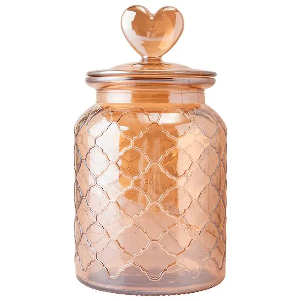 Pote Hermético Decorado Coração Vidro M 11x11x20cm 900ml LM1966 - honeyhome