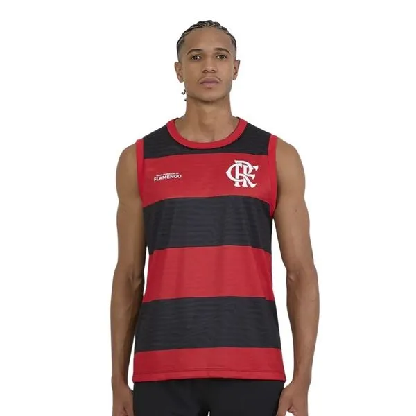 Camiseta Regata Masculina Flamengo Braziline Presença Vermelho Preto G (MP)