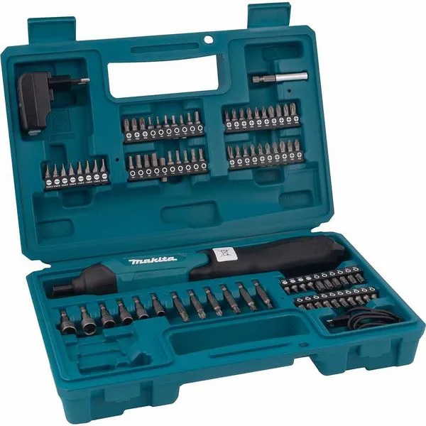 Parafusadeira a bateria 3,6V carregador bivolt jogo com lanterna e 80 acessórios DF001DW MAKITA