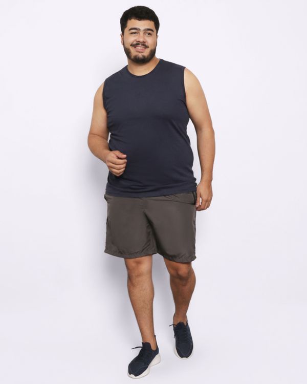 Bermuda Esportiva Plus Size Masculina Recortes Cinza G3