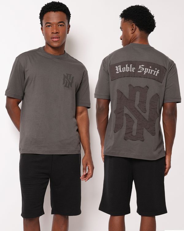 Camiseta Masculina Box Algodão com Estampa Cinza GG