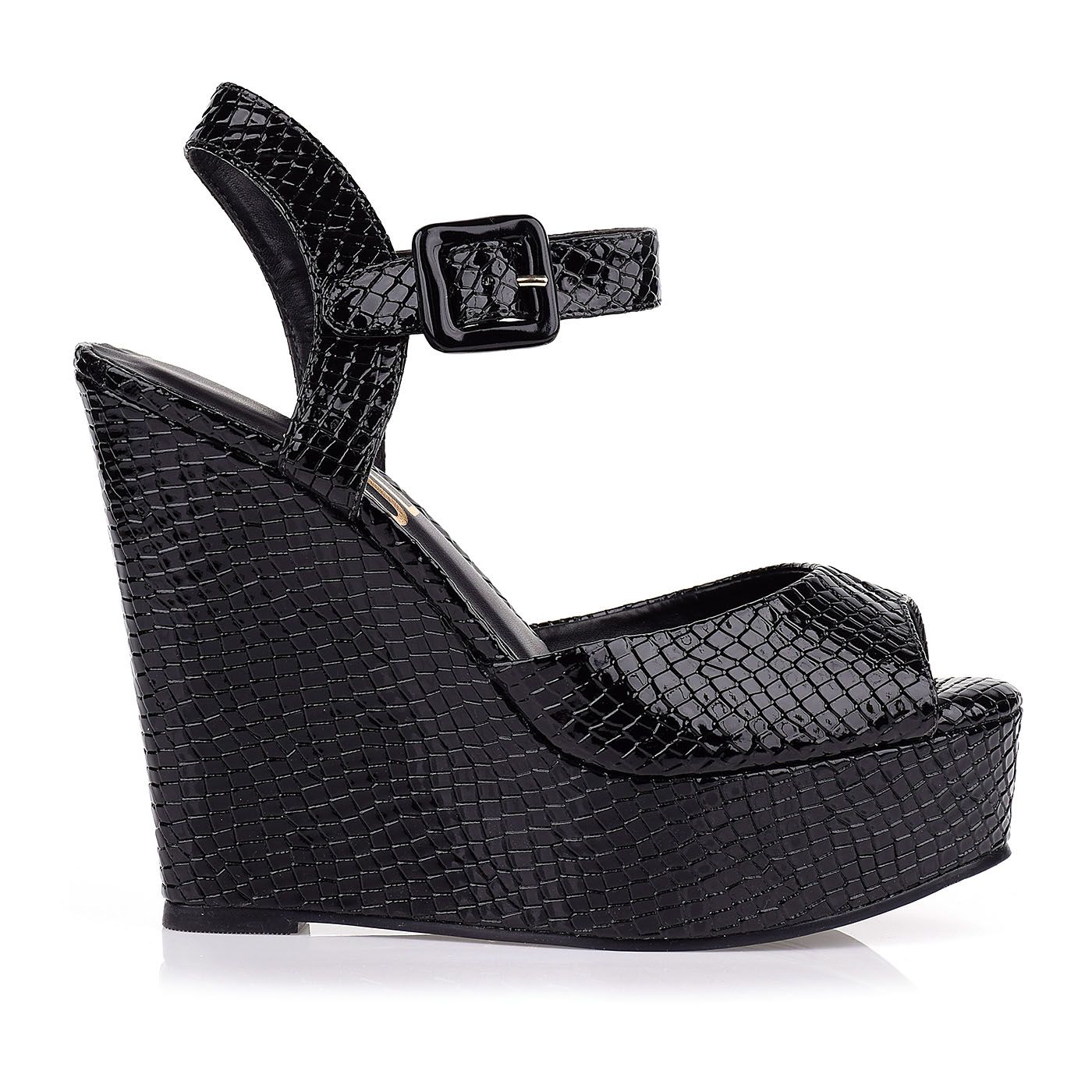 Plataforma Salto Alto Snake Lux Preto