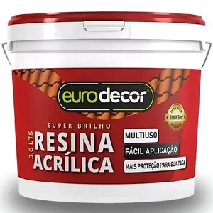 Resina Acrílica de Acabamento 3,6L 02.01.01.0002 Brilhante Incolor para Proteção de Superfícies Eurodecor Resina Acrílica de Acabamento 3,6L 02.01.01.0002 Brilhante Incolor para Pisos e Fachadas Eurodecor