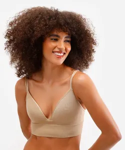 sutiã triângulo feminino com bojo sem costura bege M
