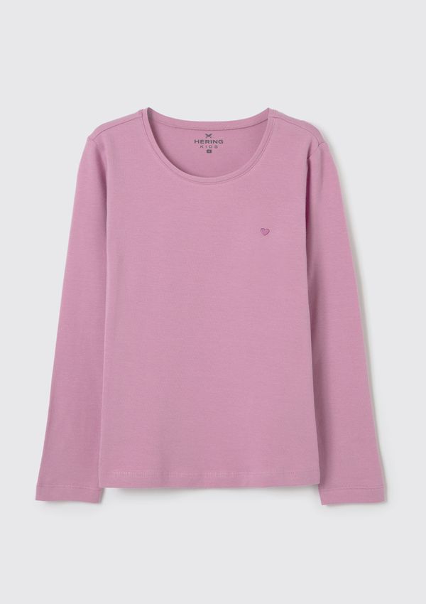 Blusa Básica Infantil Menina Manga Longa Com Patch Hering Kids - Roxo 010