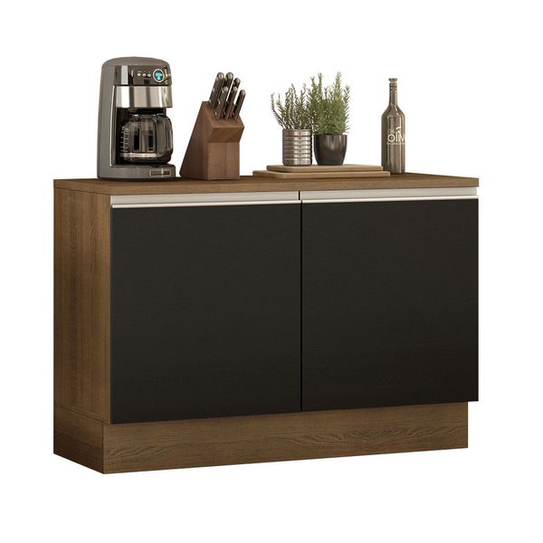 Balcão de Pia Madesa Glamy 120 cm 2 Portas (Com Tampo) Rustic/Preto Cor:Rustic/Preto