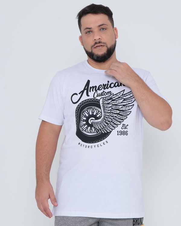 Camiseta Plus Size American Custom Branca G4