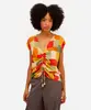 blusa feminina de viscose decote v geométrica vivi olimo amarela M