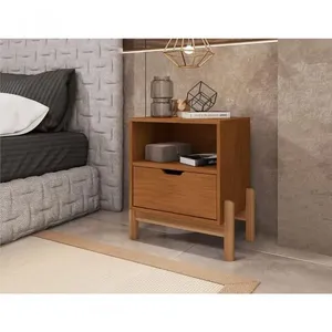 Mesa de Cabeceira Antares 1 Gaveta com Nicho MDF-MDP Amadeirado Mobiliar Home Shop Mesa de Cabeceira Antares 1 Gaveta MDF-MDP Amadeirado Mobiliar Home Shop