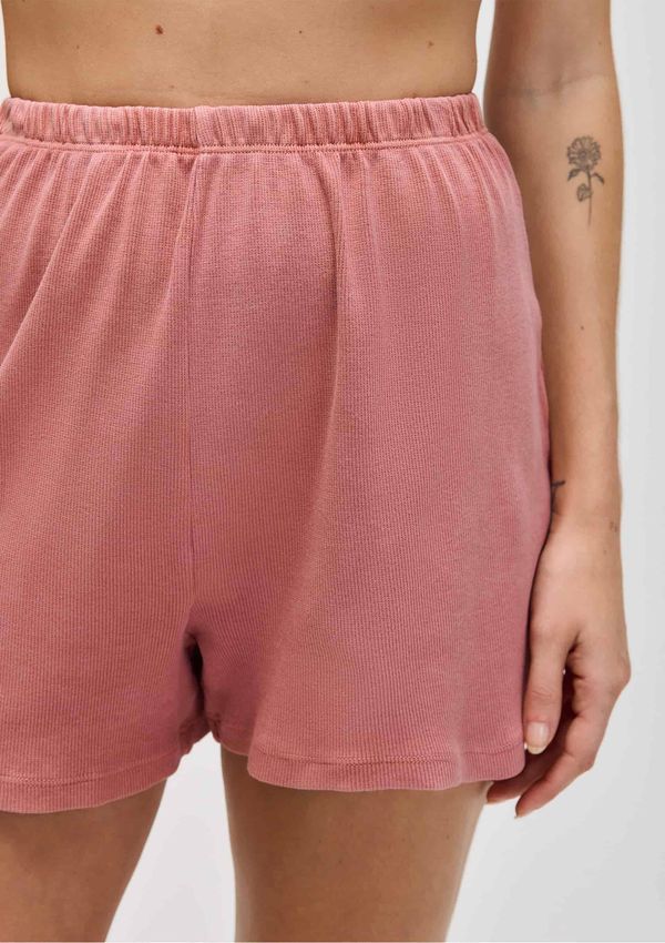 Shorts Feminino Estonado Em Ribana - Rosa P